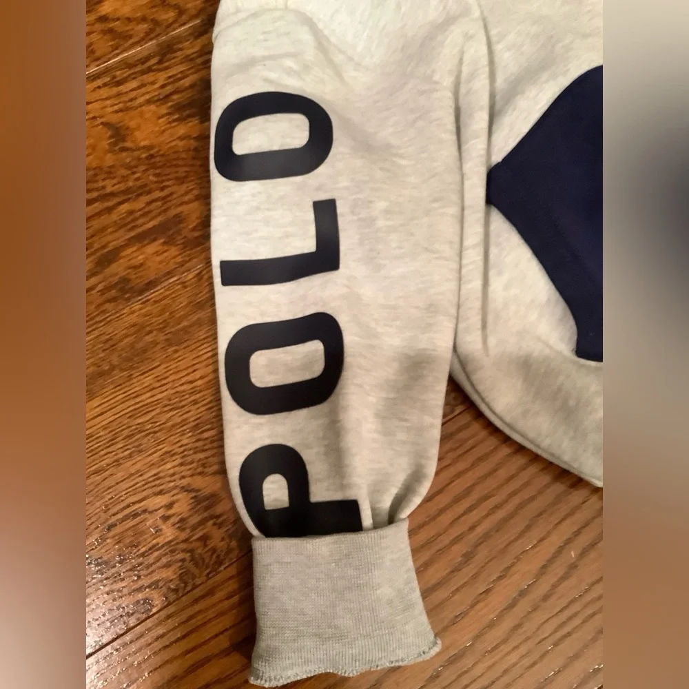 Ralph Lauren Kids Gray and Navy Hoodie Sweatshirt